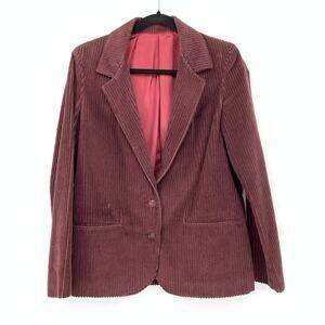 Vintage Corduroy Blazer Womens Sz M Mauve Pink Academia Casual Office Jacket